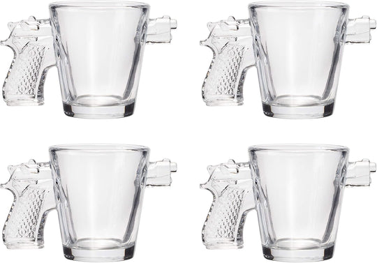 Shooter Shot Glass Set - Four 2 oz Pistol Glasses