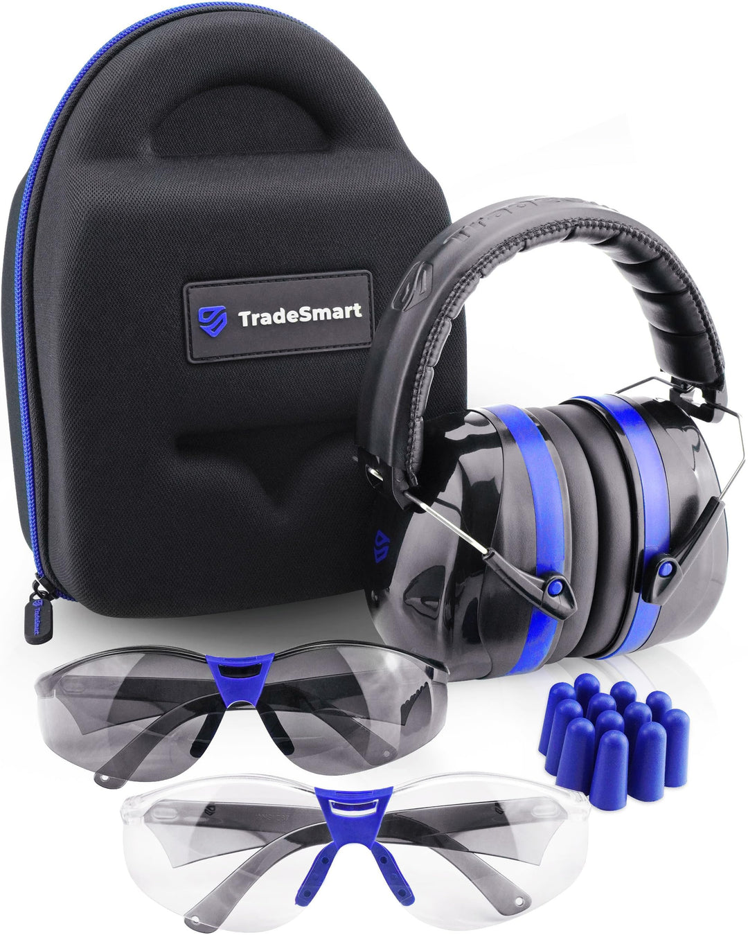 TradeSmart All-in-One Shooting Ear Protection - Comfort+ NRR 28 Earmuffs, Glasses & Earplugs + Carry Case