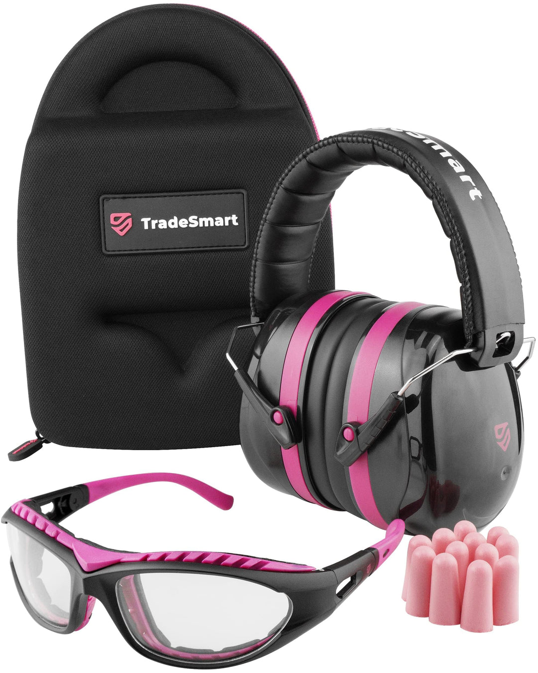 TradeSmart All-in-One Shooting Ear Protection - Comfort+ NRR 28 Earmuffs, Glasses & Earplugs + Carry Case