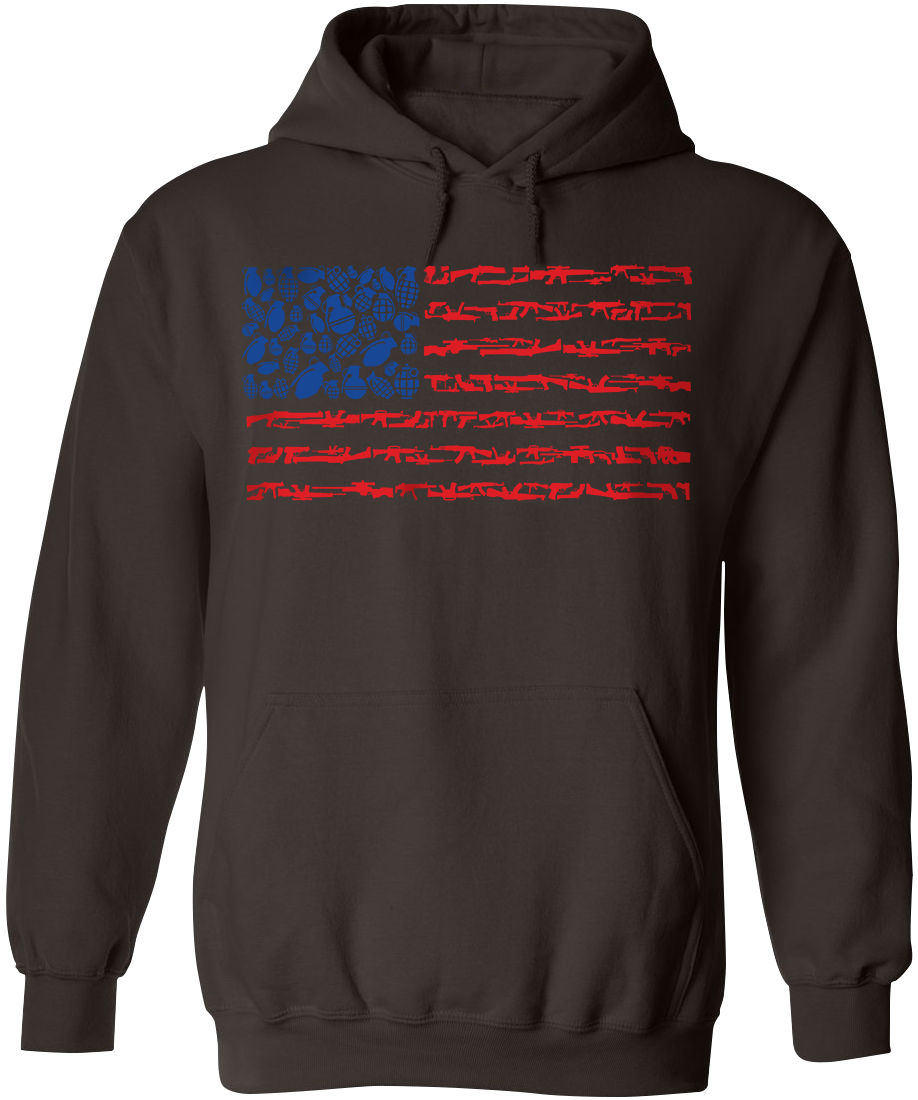 American Flag Made of Guns Silhouettes Hoodie