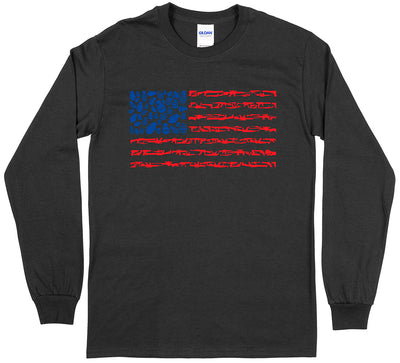 American Flag Made of Guns Silhouettes 2nd Amendment Long Sleeve Men's T-Shirt - Black
