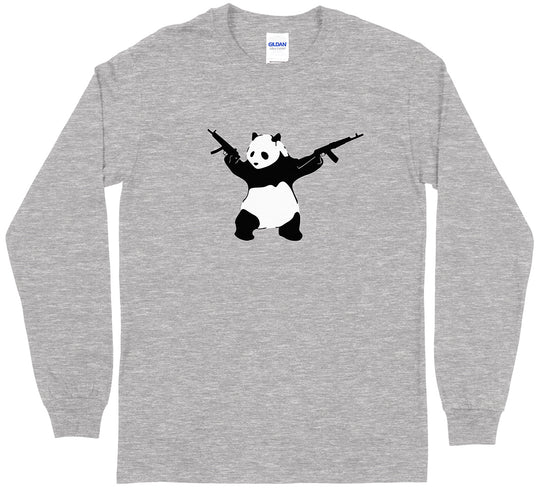 Banksy Style Panda with Guns Men's Long Sleeve T-Shirt