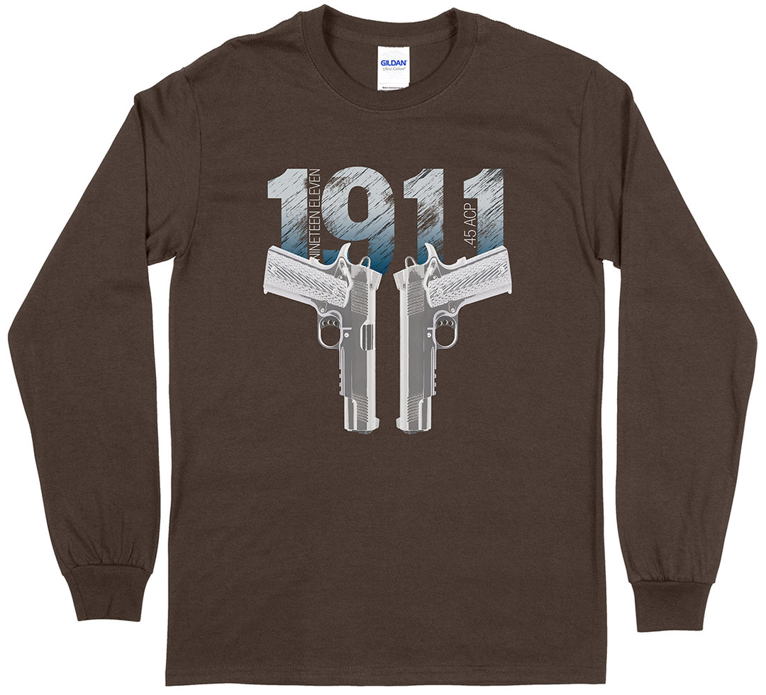 Colt 1911 Handgun Gun Lover Men's Long Sleeve T-Shirt - Brown