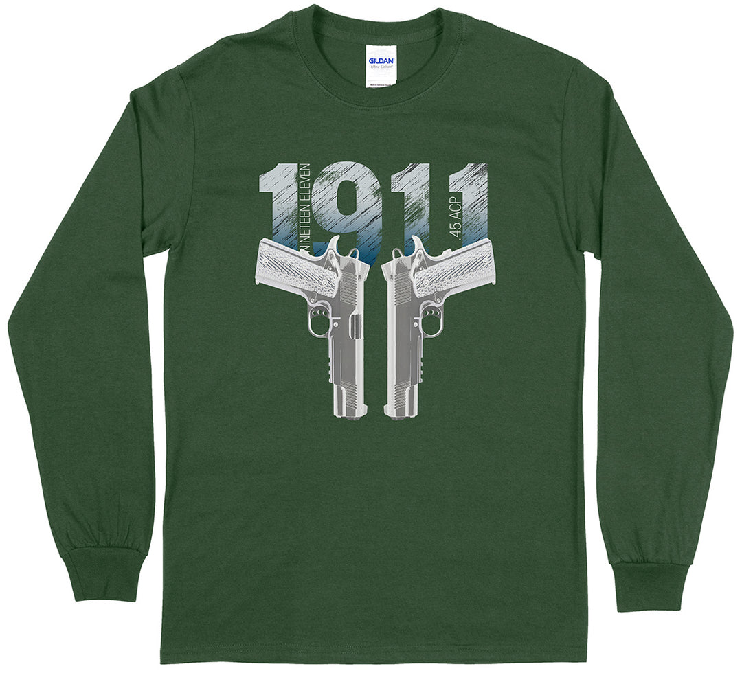 Colt 1911 Handgun Gun Lover Men's Long Sleeve T-Shirt - Forest Green