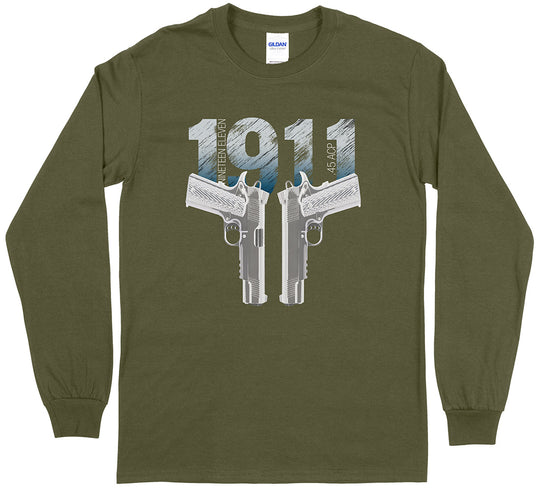 Colt 1911 Handgun Gun Lover Men's Long Sleeve T-Shirt - Military Green