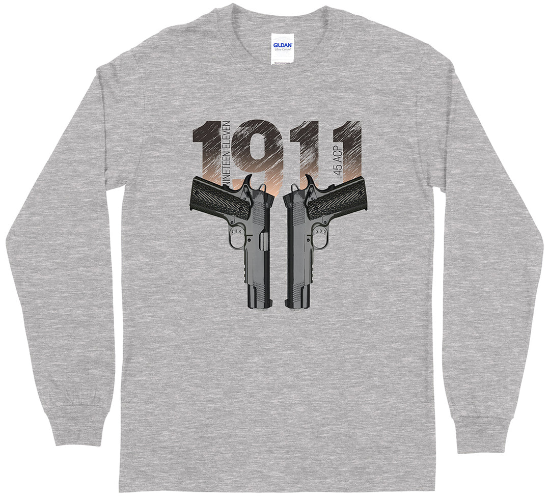 Colt 1911 Handgun Gun Lover Men's Long Sleeve T-Shirt - Sports Grey