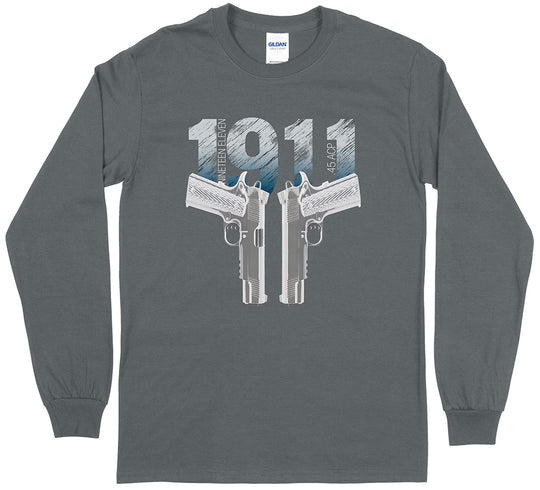 Colt 1911 Handgun Gun Lover Men's Long Sleeve T-Shirt - Charcoal