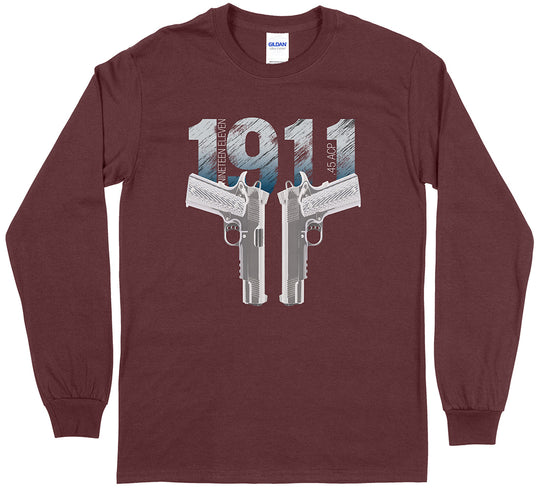 Colt 1911 Handgun Gun Lover Men's Long Sleeve T-Shirt - Maroon