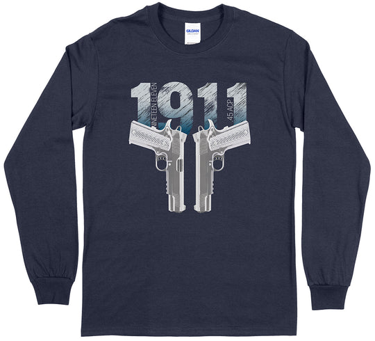 Colt 1911 Handgun Gun Lover Men's Long Sleeve T-Shirt - Navy