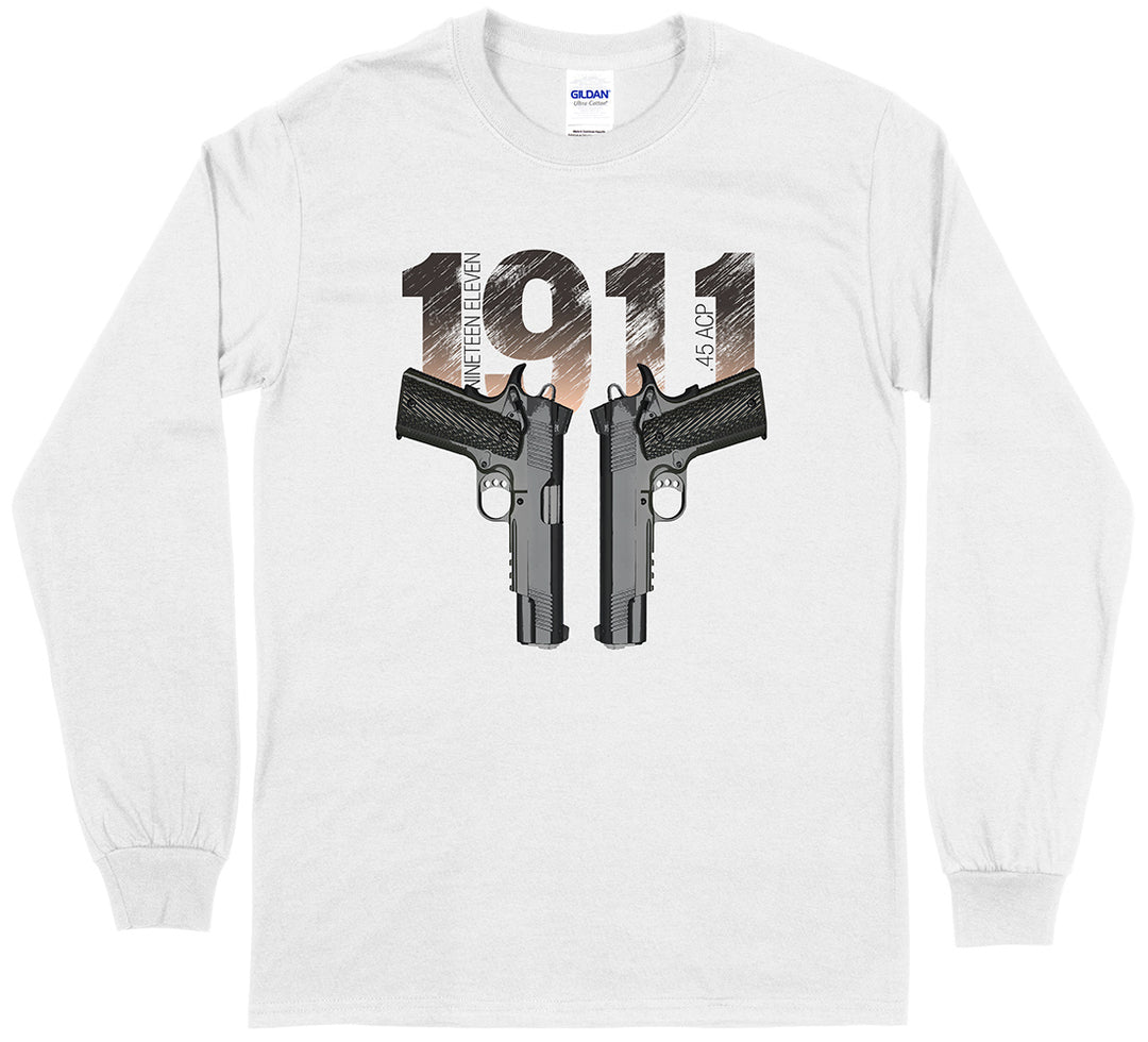 Colt 1911 Handgun Gun Lover Men's Long Sleeve T-Shirt - White