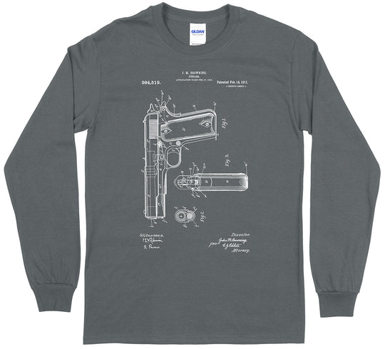 Colt 1911 Handgun Patent Men's Long Sleeve T-Shirt