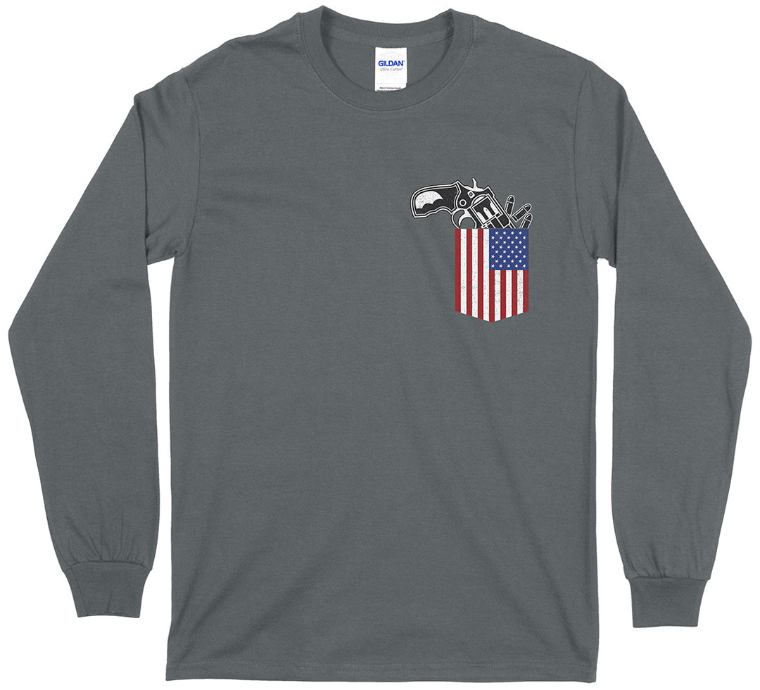 Gun in the Pocket 2nd Amendment Men's Long Sleeve T-Shirt - Charcoal