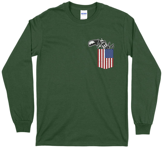 Gun in the Pocket 2nd Amendment Men's Long Sleeve T-Shirt - Forest Green