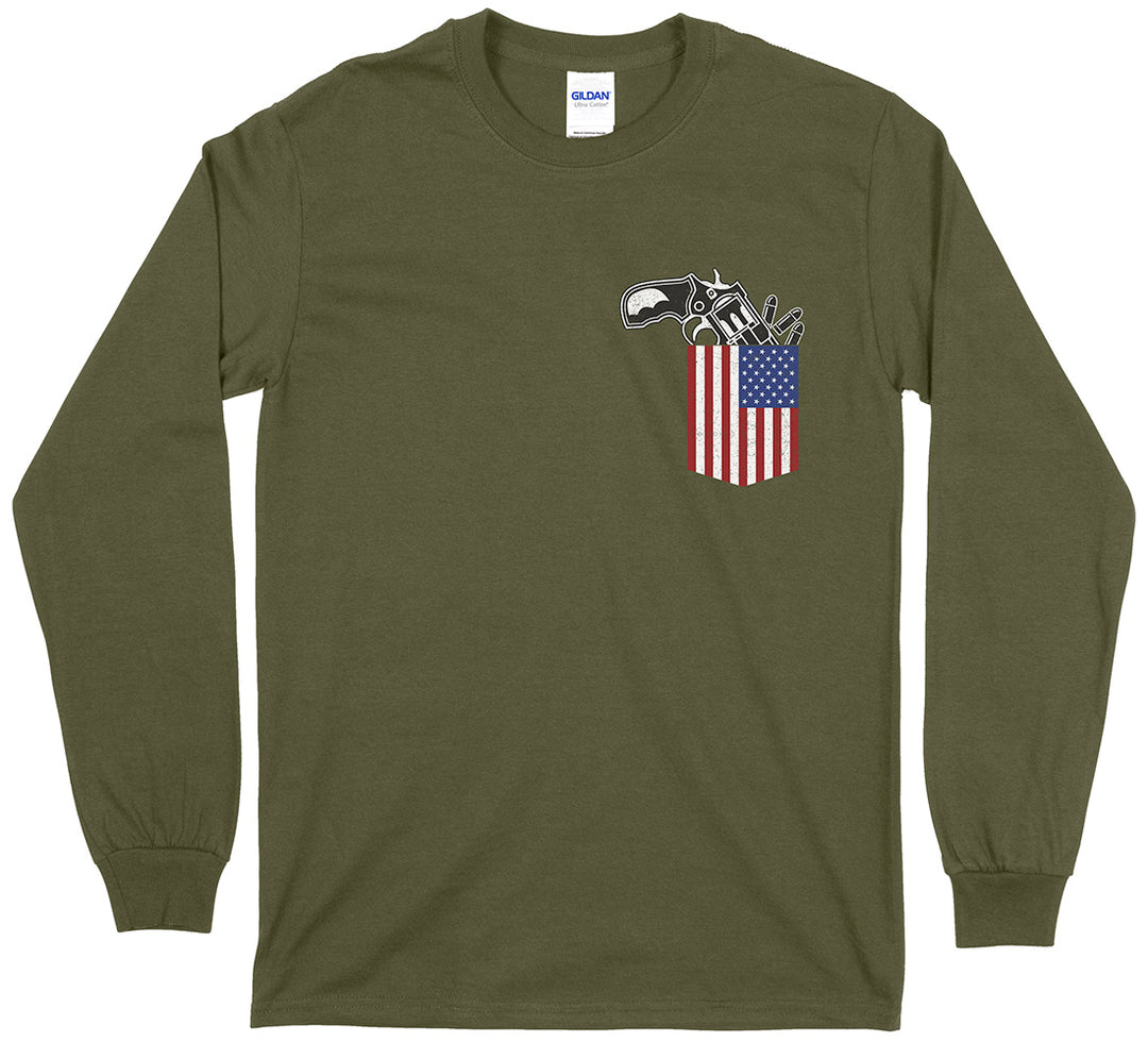 Gun in the Pocket 2nd Amendment Men's Long Sleeve T-Shirt - Military Green
