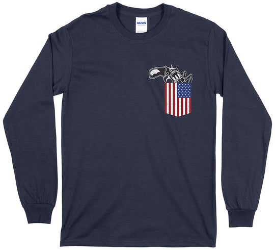 Gun in the Pocket 2nd Amendment Men's Long Sleeve T-Shirt - Navy