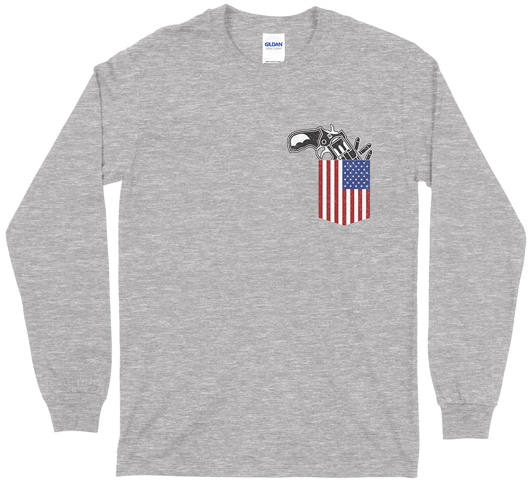Gun in the Pocket 2nd Amendment Men's Long Sleeve T-Shirt - Sports Grey