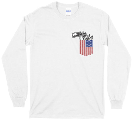Gun in the Pocket 2nd Amendment Men's Long Sleeve T-Shirt - White