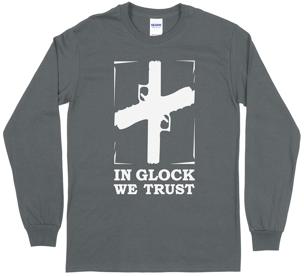 In Glock We Trust Pro Gun Long Sleeve Men's T-Shirt - Charcoal