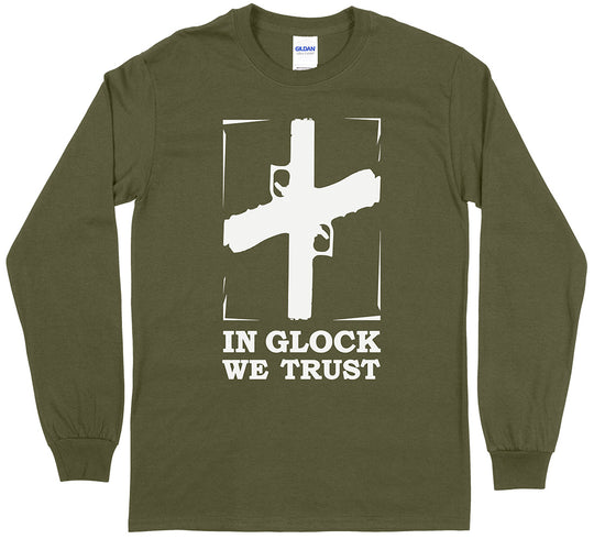 In Glock We Trust Pro Gun Long Sleeve Men's T-Shirt - Military Green
