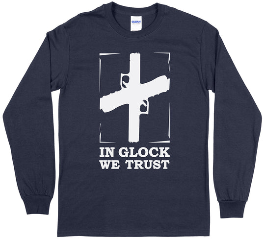 In Glock We Trust Pro Gun Long Sleeve Men's T-Shirt - Navy