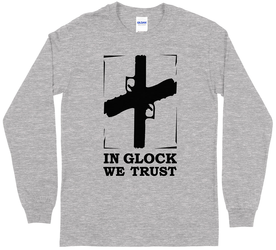In Glock We Trust Pro Gun Long Sleeve Men's T-Shirt - Sports Grey