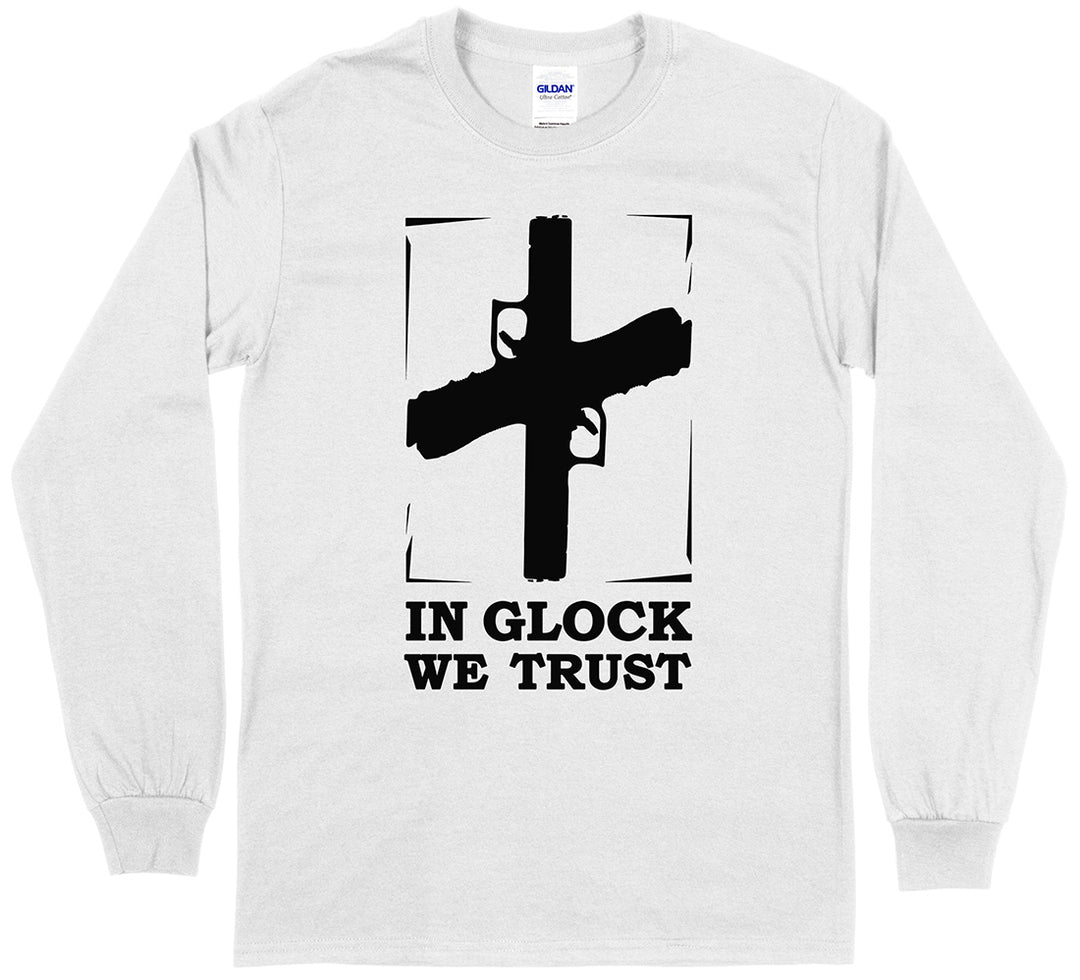 In Glock We Trust Pro Gun Long Sleeve Men's T-Shirt - White