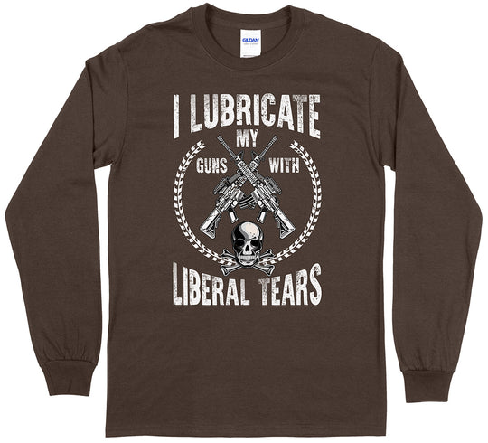 I Lubricate My Guns With Liberal Tears Pro Gun Men Long Sleeve T-Shirt - Dark Chocolate