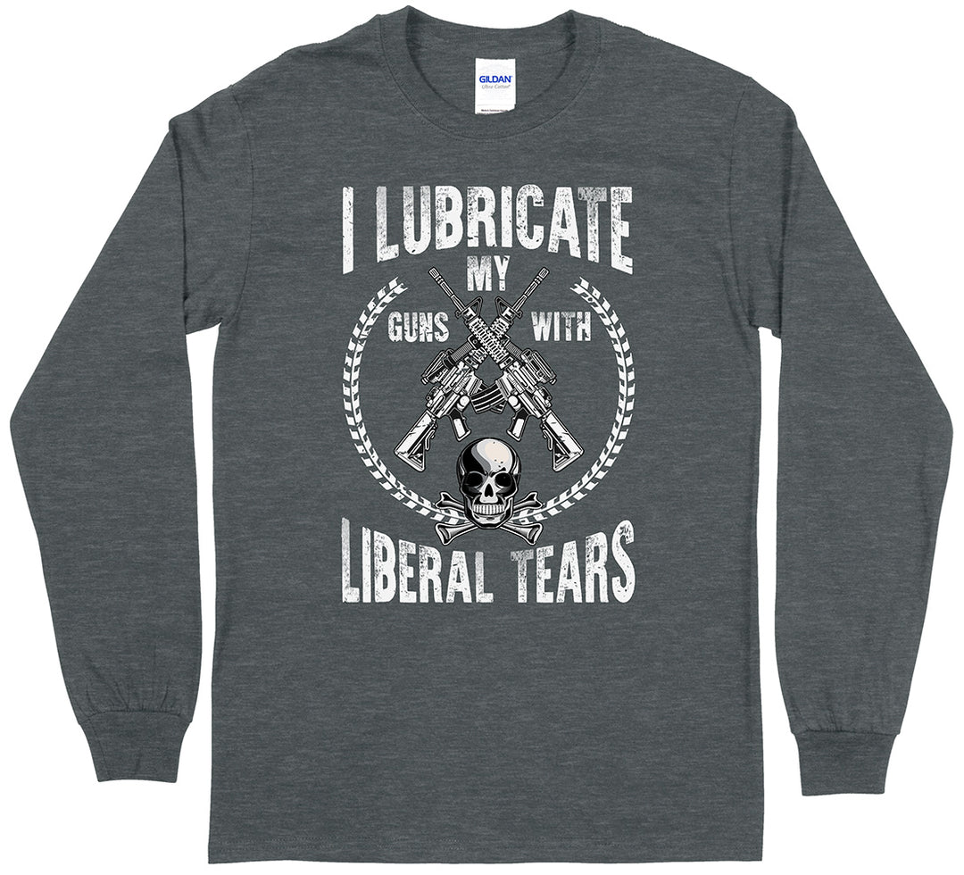 I Lubricate My Guns With Liberal Tears Pro Gun Men Long Sleeve T-Shirt - Dark Heather