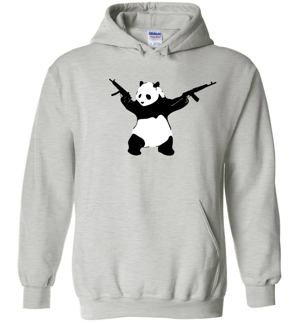 Banksy Style Panda with Guns - AK-47 Men's Hoodie - Ash