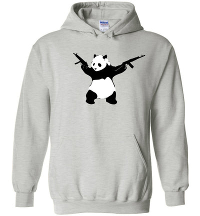 Banksy Style Panda with Guns - AK-47 Men's Hoodie - Ash