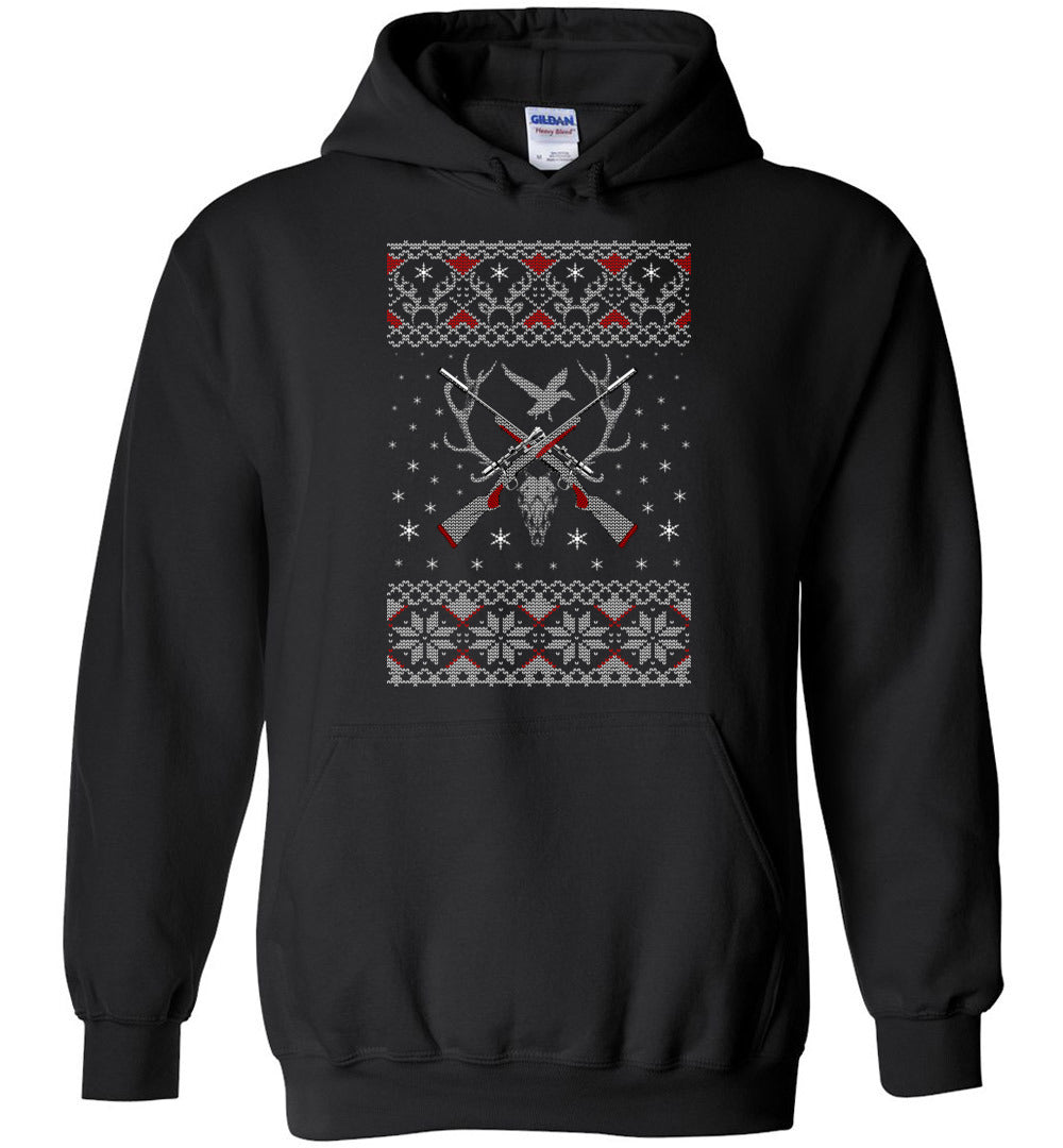 Hunting Ugly Christmas Sweater - Shooting Men's Hoodie - Black