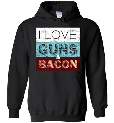 I Love Guns & Bacon - Men's Pro Firearms Apparel - Black Hoodie