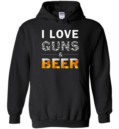 I Love Guns & Beer - Men's Pro Firearms Apparel - Black Hoodie