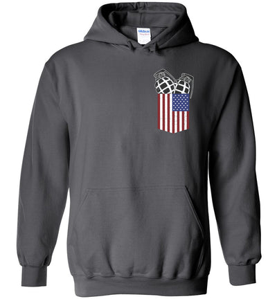 Pocket With Grenades Men's 2nd Amendment Hoodie - Charcoal