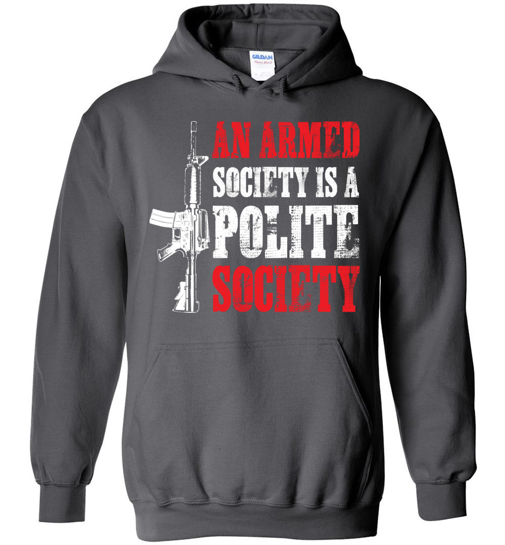 An Armed Society is a Polite Society - Shooting Men's Hoodie - Charcoal