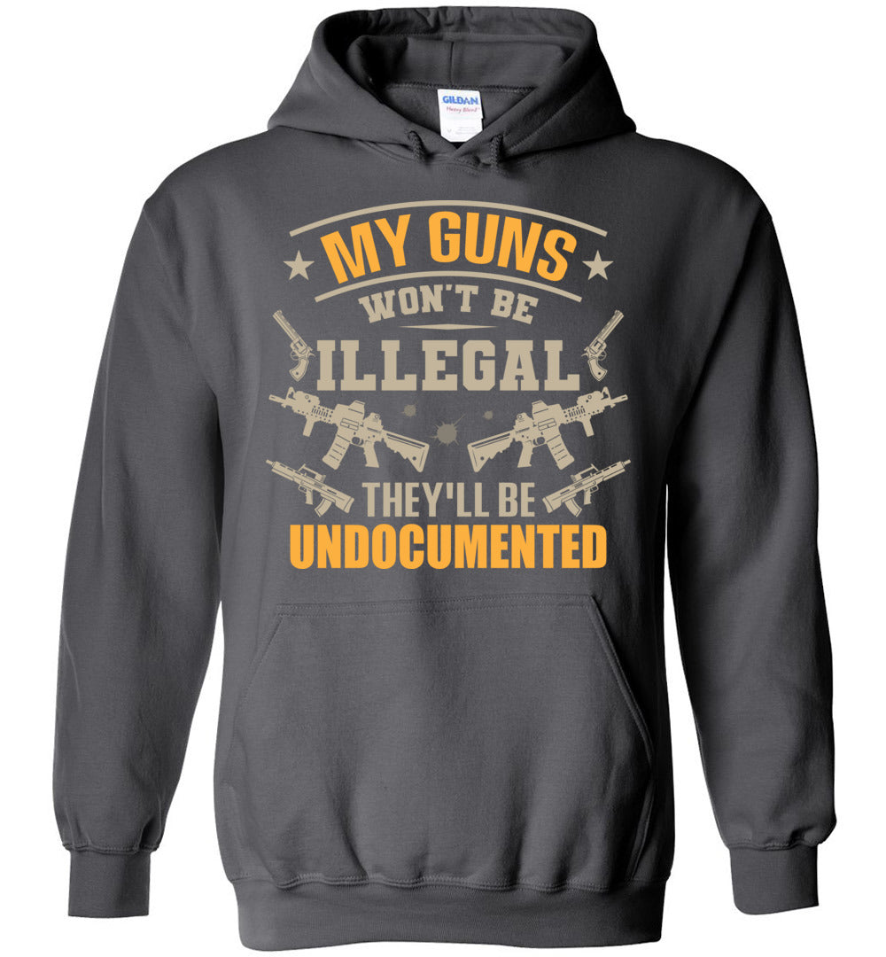 My Guns Won't Be Illegal They'll Be Undocumented - Men's Shooting Clothing - Charcoal Hoodie