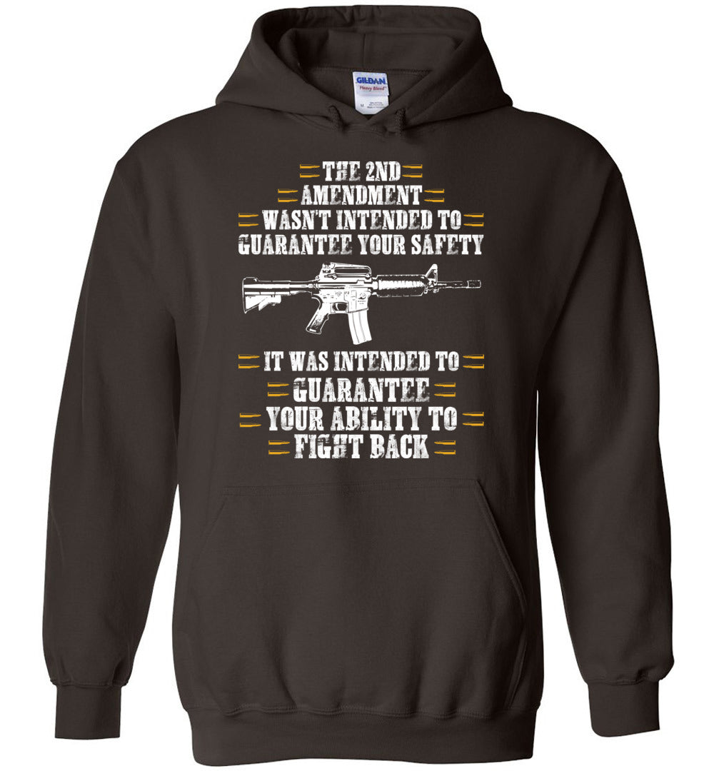 The 2nd Amendment wasn't intended to guarantee your safety - Pro Gun Men's Apparel - Dark Brown Hoodie