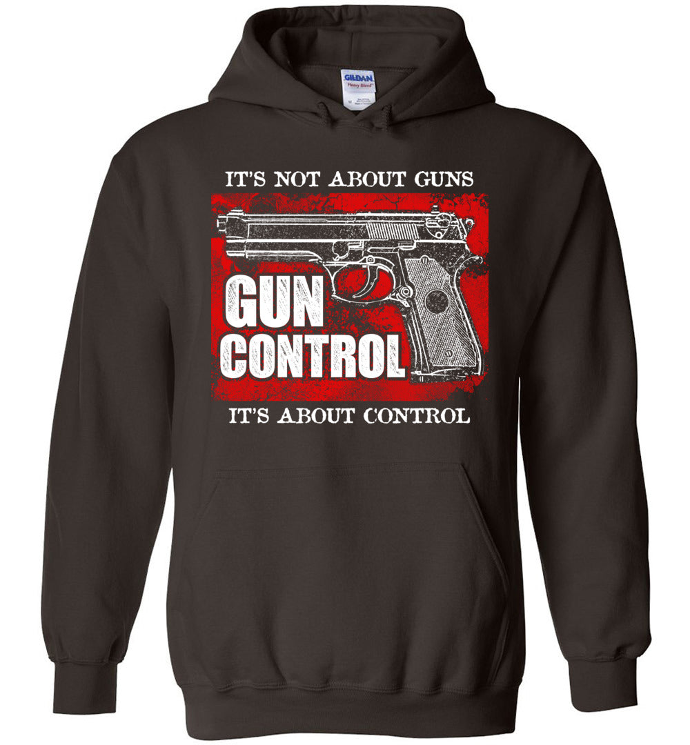 Gun Control. It's Not About Guns, It's About Control - Pro Gun Men's Hoodie - Dark Brown