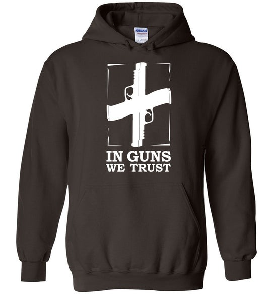 In Guns We Trust - Shooting Men's Hoodie - Dark Brown