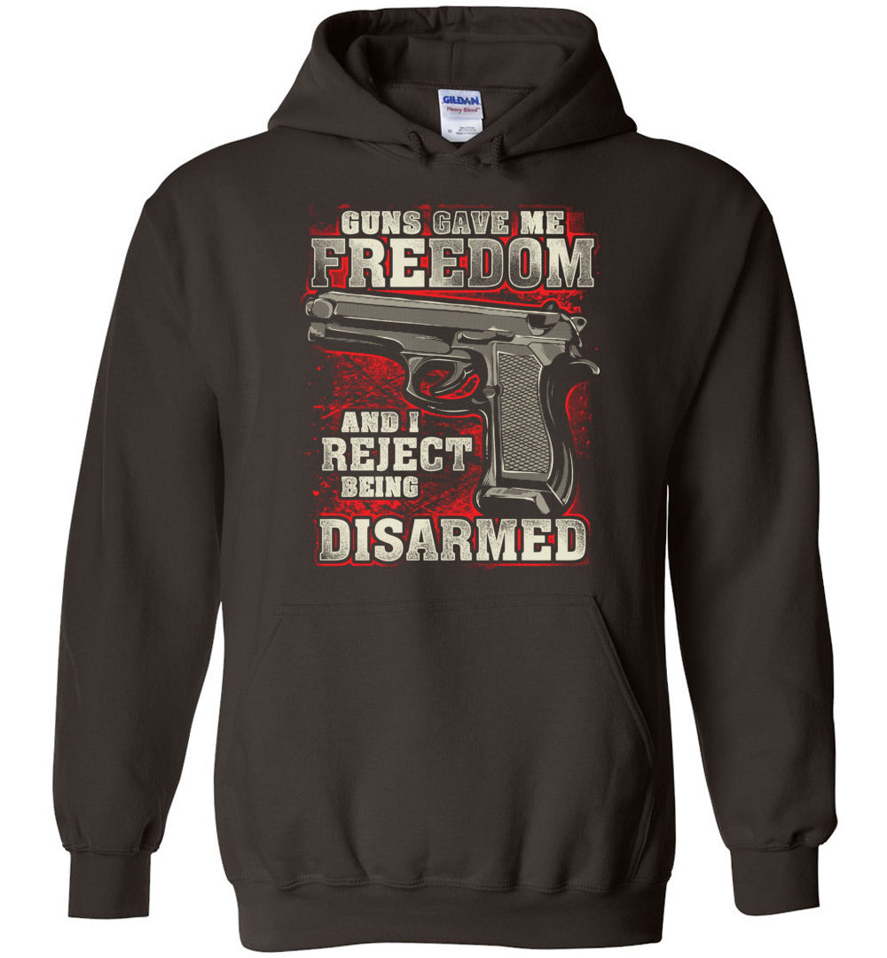 Gun Gave Me Freedom and I Reject Being Disarmed - Men's Apparel - Dark Brown Hoodie