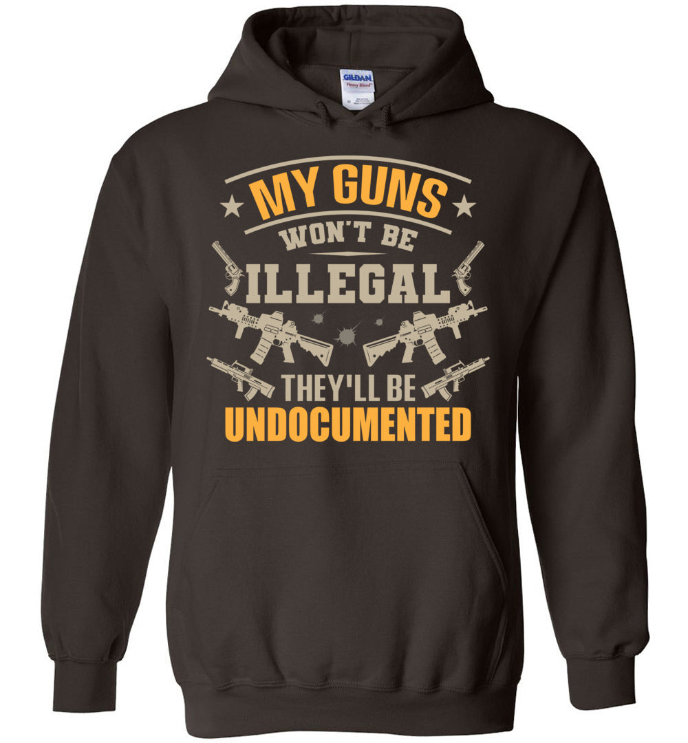 My Guns Won't Be Illegal They'll Be Undocumented - Men's Shooting Clothing - Dark Brown Hoodie