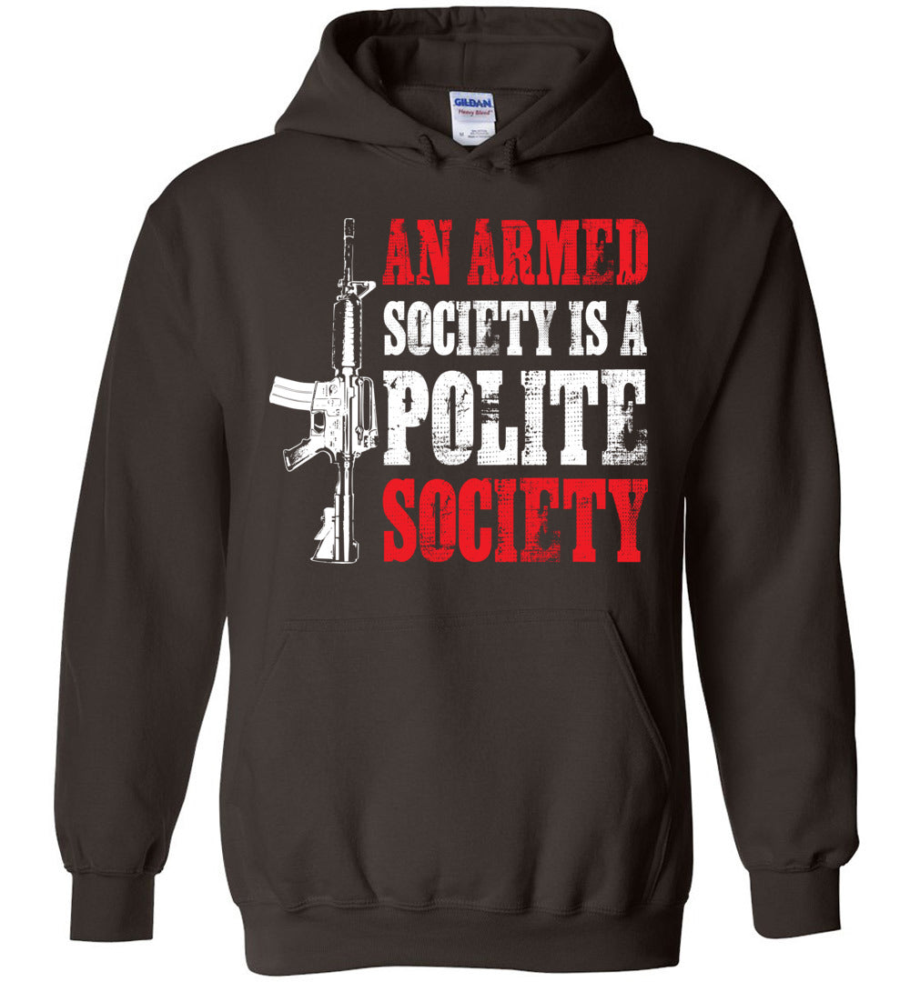 An Armed Society is a Polite Society - Shooting Men's Hoodie - Dark Brown