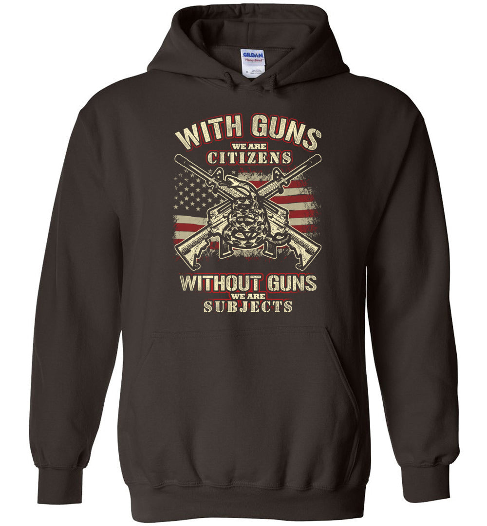 With Guns We Are Citizens, Without Guns We Are Subjects - 2nd Amendment Men's Hoodie - Dark Brown