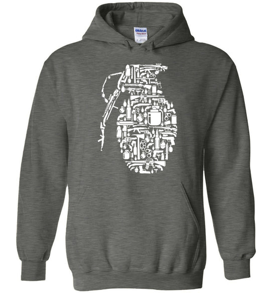 Grenade Made of Guns - Men's Shooting Hoodie - Dark Heather