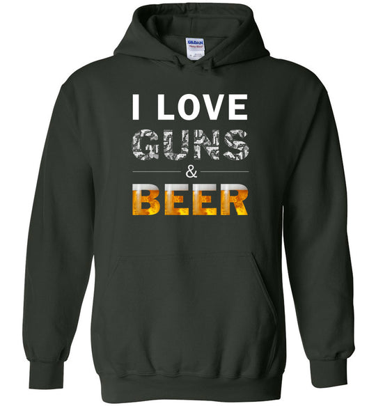 I Love Guns & Beer - Men's Pro Firearms Apparel - Green Hoodie
