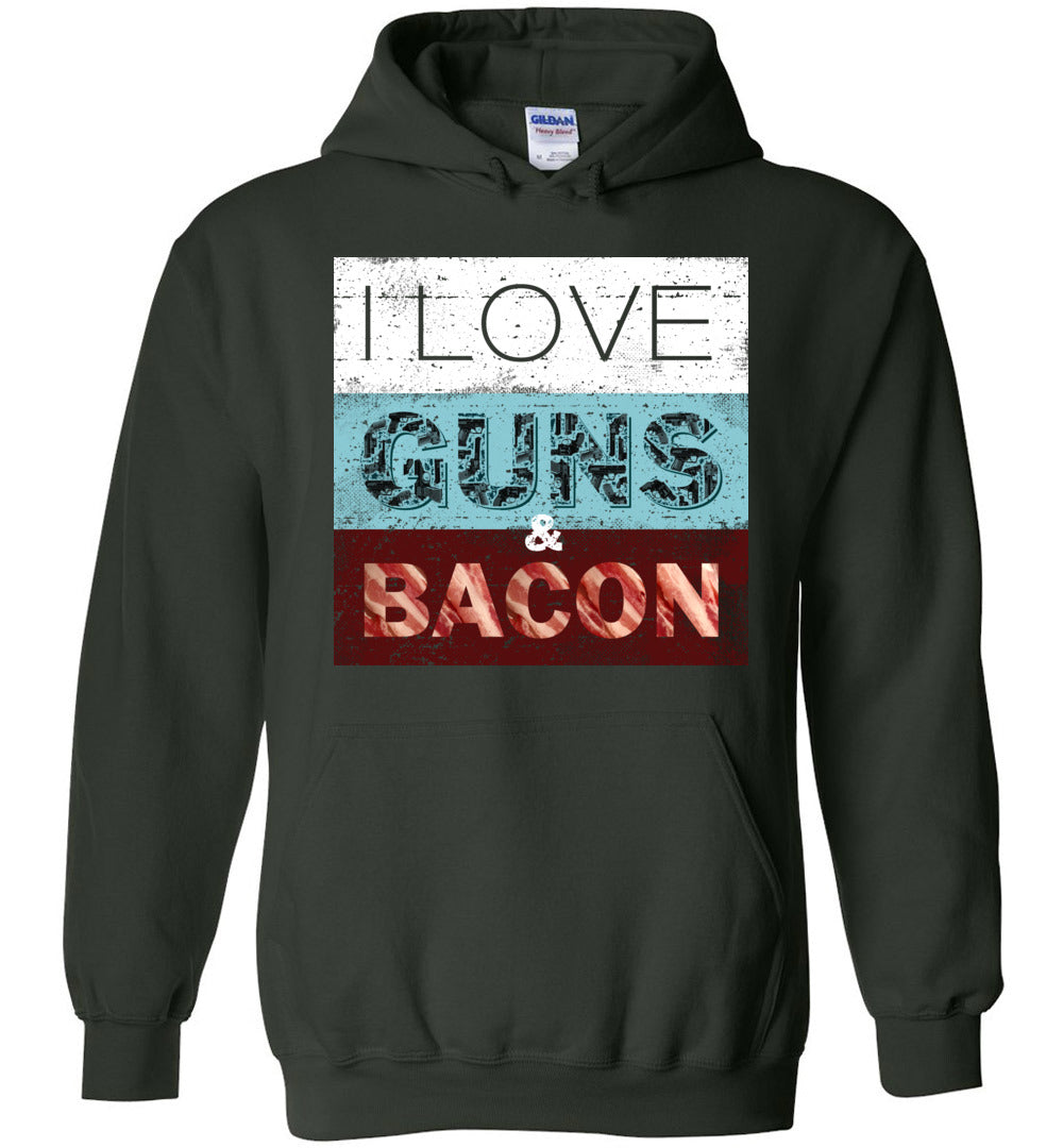 I Love Guns & Bacon - Men's Pro Firearms Apparel - Green Hoodie