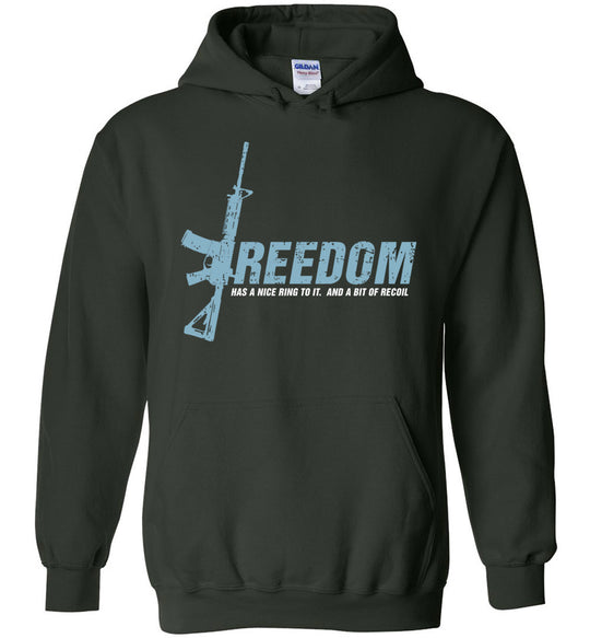 Freedom Has a Nice Ring to It. And a Bit of Recoil - Men's Pro Gun Clothing - Green Hoodie
