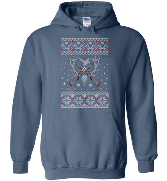 Hunting Ugly Christmas Sweater - Shooting Men's Hoodie - Indigo Blue