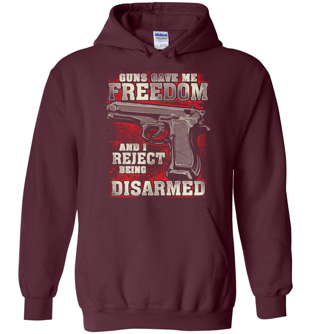 Gun Gave Me Freedom and I Reject Being Disarmed - Men's Apparel - Garnet Hoodie