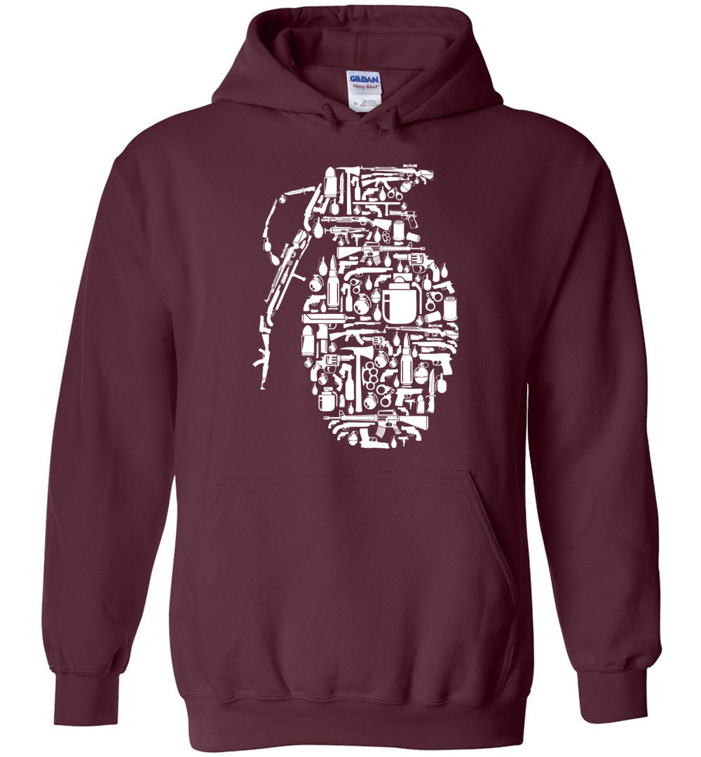 Grenade Made of Guns - Men's Shooting Hoodie - Maroon